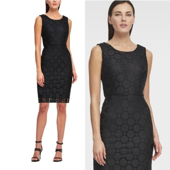 Dkny Dresses & Skirts - DKNY Black Circle Lace Sheath Sleeveless Dress 16